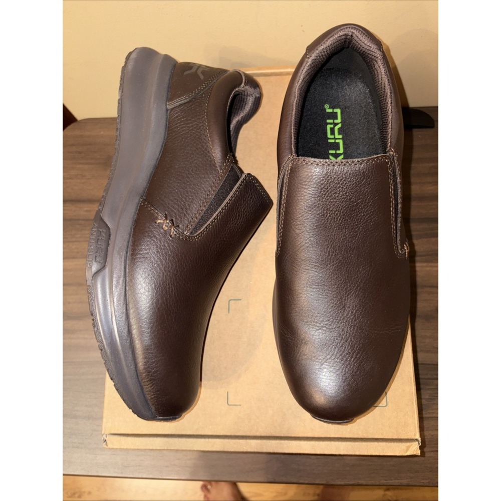 NIB $169 Kuru Kivi 2 Men 10.5 W Wide Brown Leather Slip-On Shoes Anti Slip Work